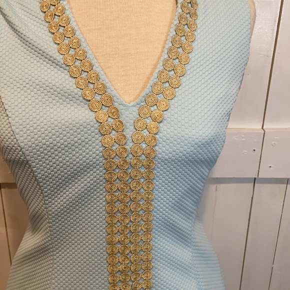 Papagallo Light Blue and Gold Collared Dress - Picture 2 of 3